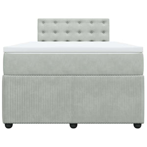 Κρεβάτι Boxspring με Στρώμα Ανοιχτό Γκρι 120x190 εκ. Βελούδινο - Pakobazaar