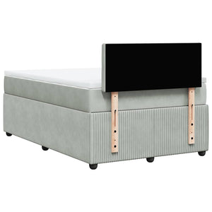 Κρεβάτι Boxspring με Στρώμα Ανοιχτό Γκρι 120x190 εκ. Βελούδινο - Pakobazaar