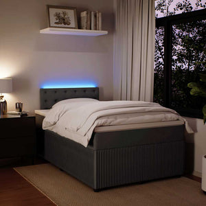 Κρεβάτι Boxspring με Στρώμα Σκούρο Γκρι 120x190 εκ. Βελούδινο