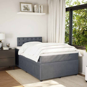 Κρεβάτι Boxspring με Στρώμα Σκούρο Γκρι 120x190 εκ. Βελούδινο
