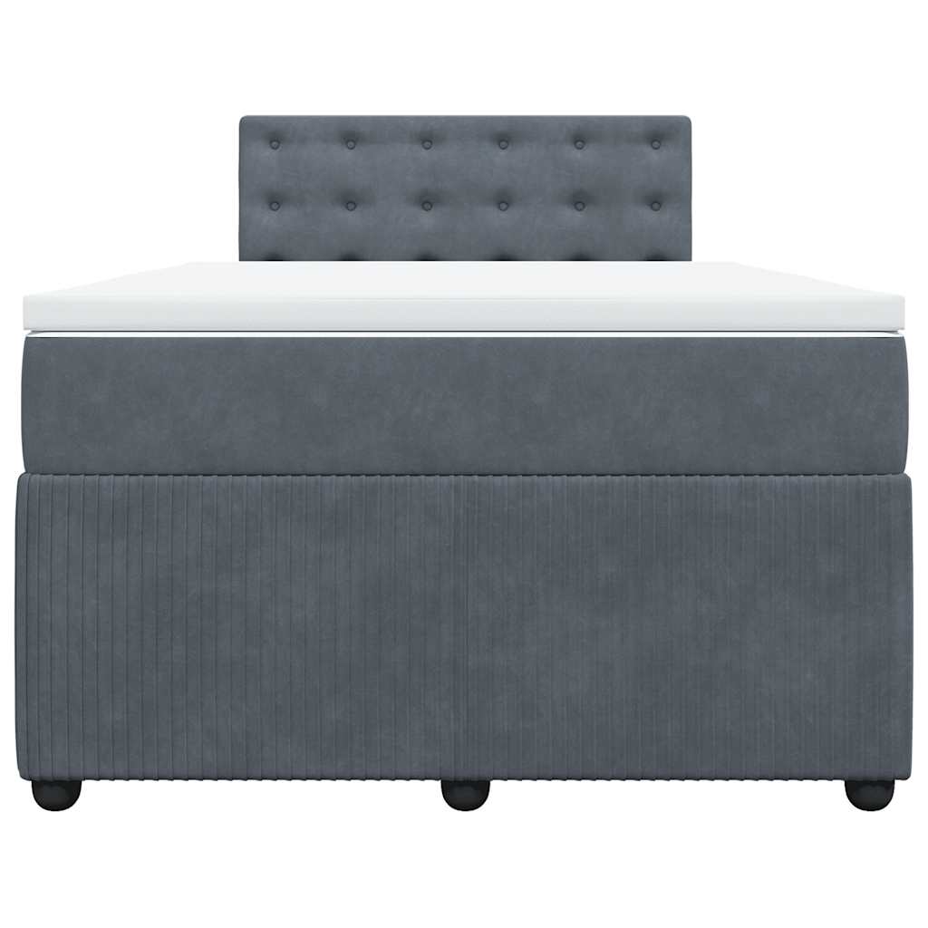 Κρεβάτι Boxspring με Στρώμα Σκούρο Γκρι 120x190 εκ. Βελούδινο