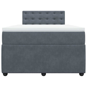 Κρεβάτι Boxspring με Στρώμα Σκούρο Γκρι 120x190 εκ. Βελούδινο