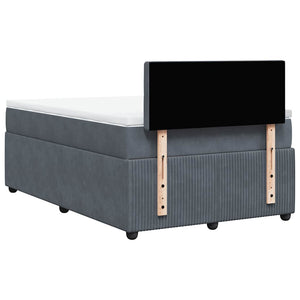 Κρεβάτι Boxspring με Στρώμα Σκούρο Γκρι 120x190 εκ. Βελούδινο