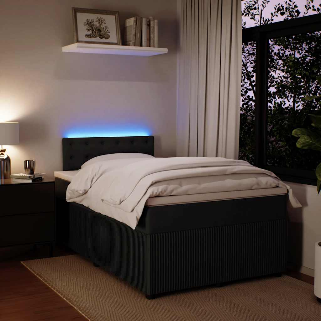 Κρεβάτι Boxspring με Στρώμα Μαύρο 120x190 εκ. Βελούδινο - Pakobazaar