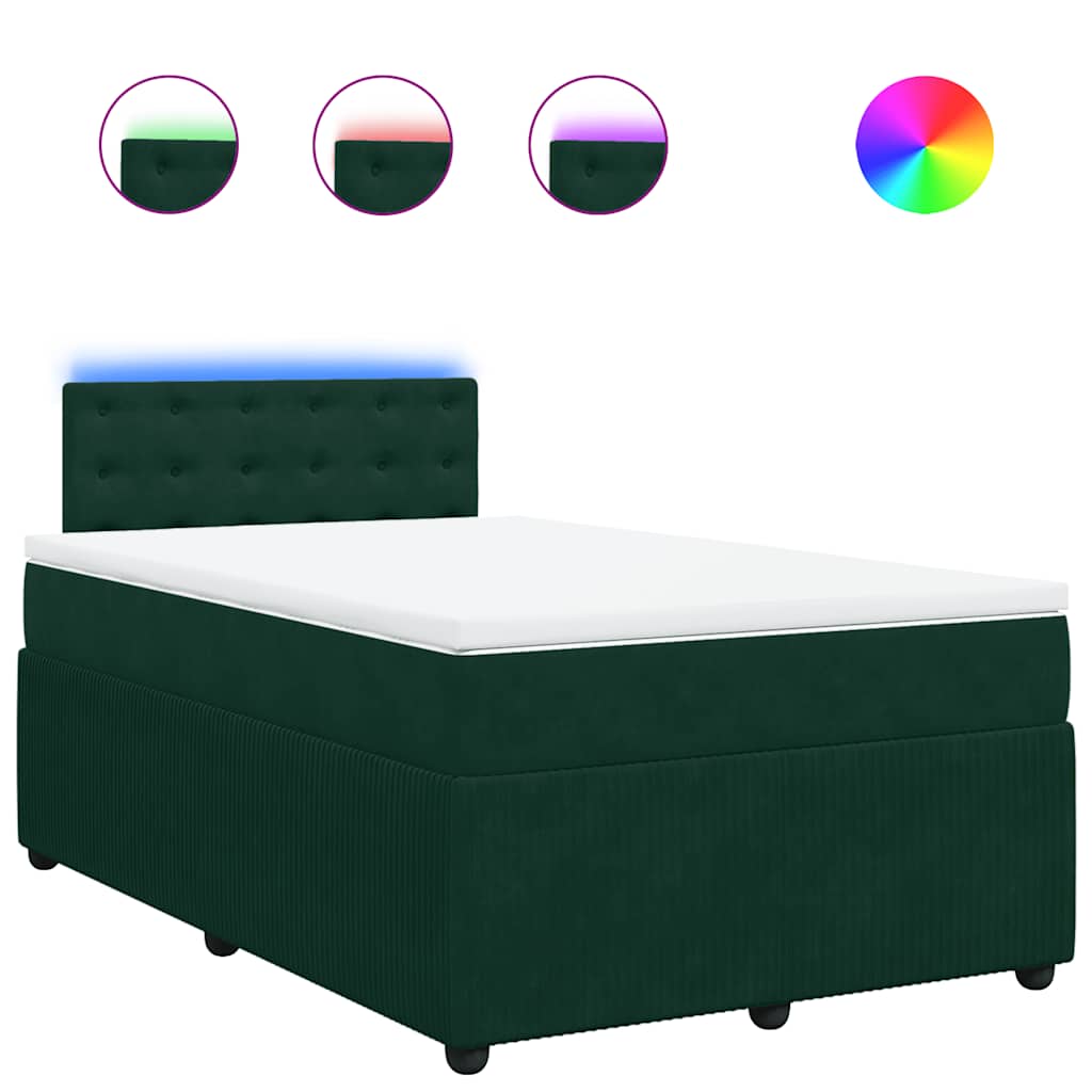 Κρεβάτι Boxspring με Στρώμα Σκούρο Πράσινο 120x190εκ. Βελούδινο - Pakobazaar