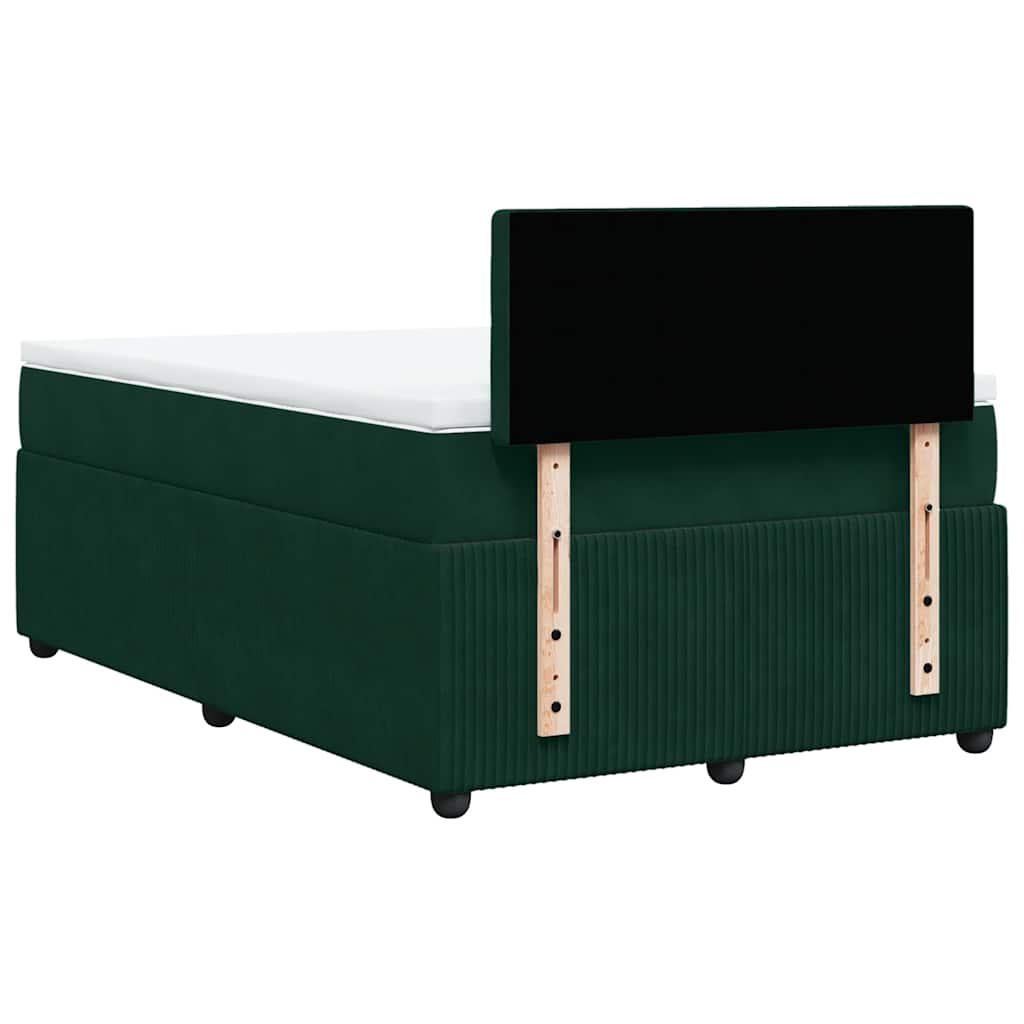 Κρεβάτι Boxspring με Στρώμα Σκούρο Πράσινο 120x190εκ. Βελούδινο - Pakobazaar