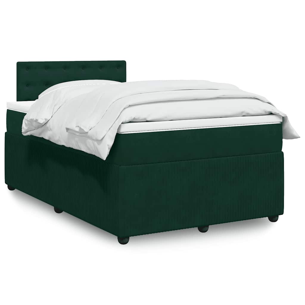 Κρεβάτι Boxspring με Στρώμα Σκούρο Πράσινο 120x190εκ. Βελούδινο - Pakobazaar