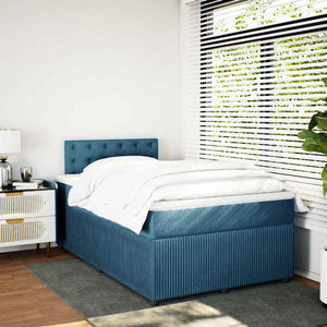 Κρεβάτι Boxspring με Στρώμα Μπλε 120x190 εκ. Βελούδινο