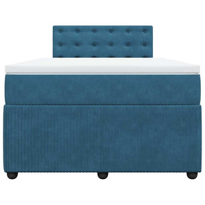 Κρεβάτι Boxspring με Στρώμα Μπλε 120x190 εκ. Βελούδινο