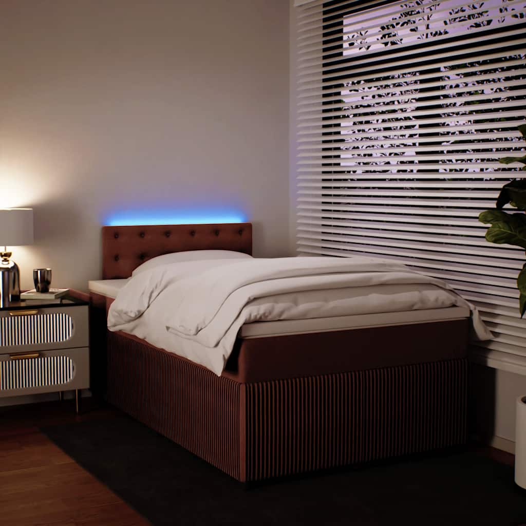 Κρεβάτι Boxspring με Στρώμα Ροζ 120x190 εκ. Βελούδινο - Pakobazaar