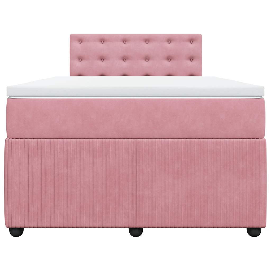 Κρεβάτι Boxspring με Στρώμα Ροζ 120x190 εκ. Βελούδινο - Pakobazaar