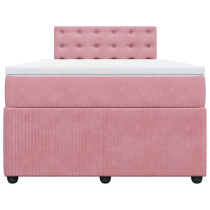 Κρεβάτι Boxspring με Στρώμα Ροζ 120x190 εκ. Βελούδινο - Pakobazaar