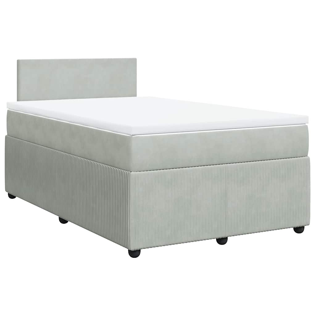 Κρεβάτι Boxspring με Στρώμα Ανοιχτό Γκρι 120x200 εκ. Βελούδινο - Pakobazaar