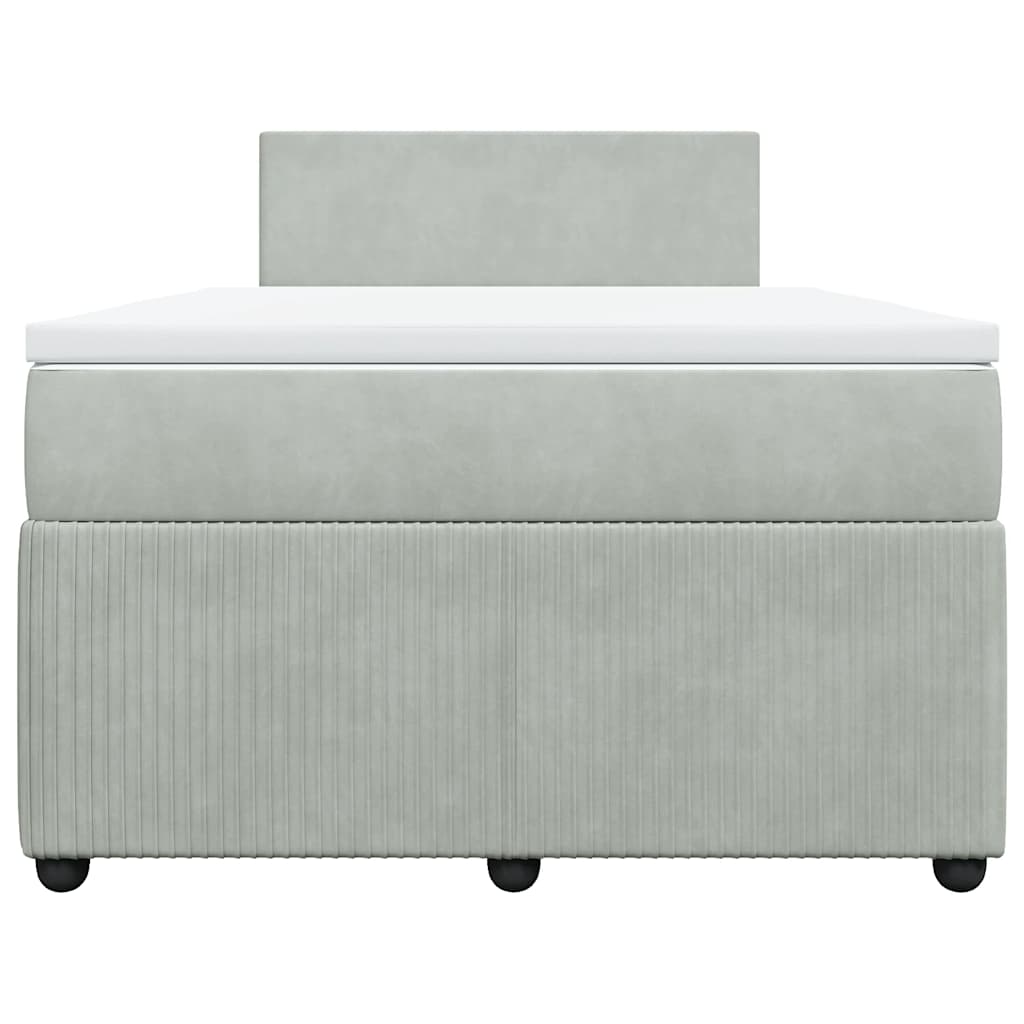 Κρεβάτι Boxspring με Στρώμα Ανοιχτό Γκρι 120x200 εκ. Βελούδινο - Pakobazaar