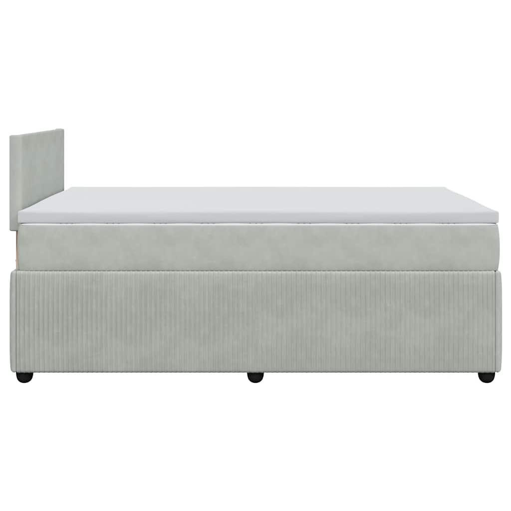 Κρεβάτι Boxspring με Στρώμα Ανοιχτό Γκρι 120x200 εκ. Βελούδινο - Pakobazaar