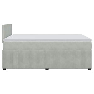 Κρεβάτι Boxspring με Στρώμα Ανοιχτό Γκρι 120x200 εκ. Βελούδινο - Pakobazaar