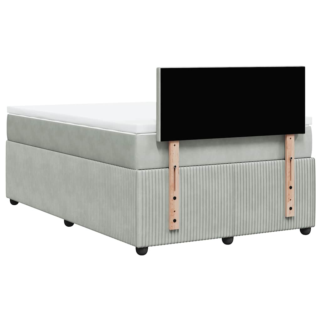 Κρεβάτι Boxspring με Στρώμα Ανοιχτό Γκρι 120x200 εκ. Βελούδινο - Pakobazaar