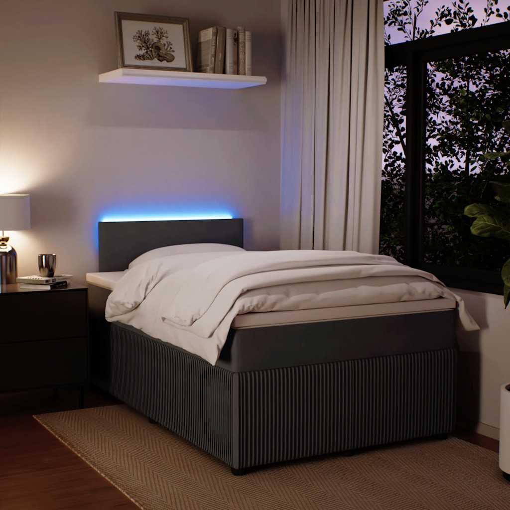 Κρεβάτι Boxspring με Στρώμα Σκούρο Γκρι 120x200 εκ. Βελούδινο - Pakobazaar
