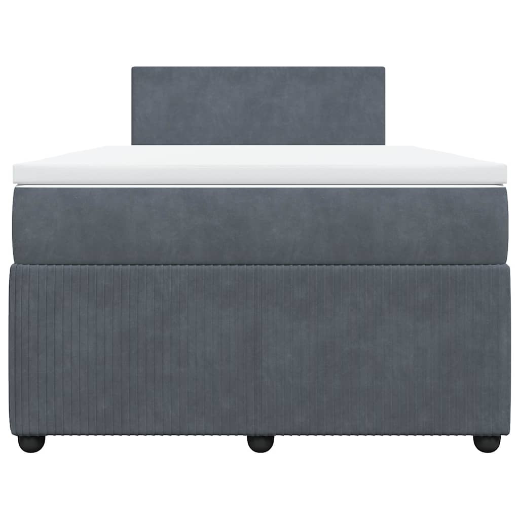 Κρεβάτι Boxspring με Στρώμα Σκούρο Γκρι 120x200 εκ. Βελούδινο - Pakobazaar