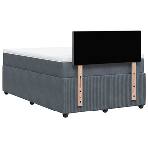Κρεβάτι Boxspring με Στρώμα Σκούρο Γκρι 120x200 εκ. Βελούδινο - Pakobazaar