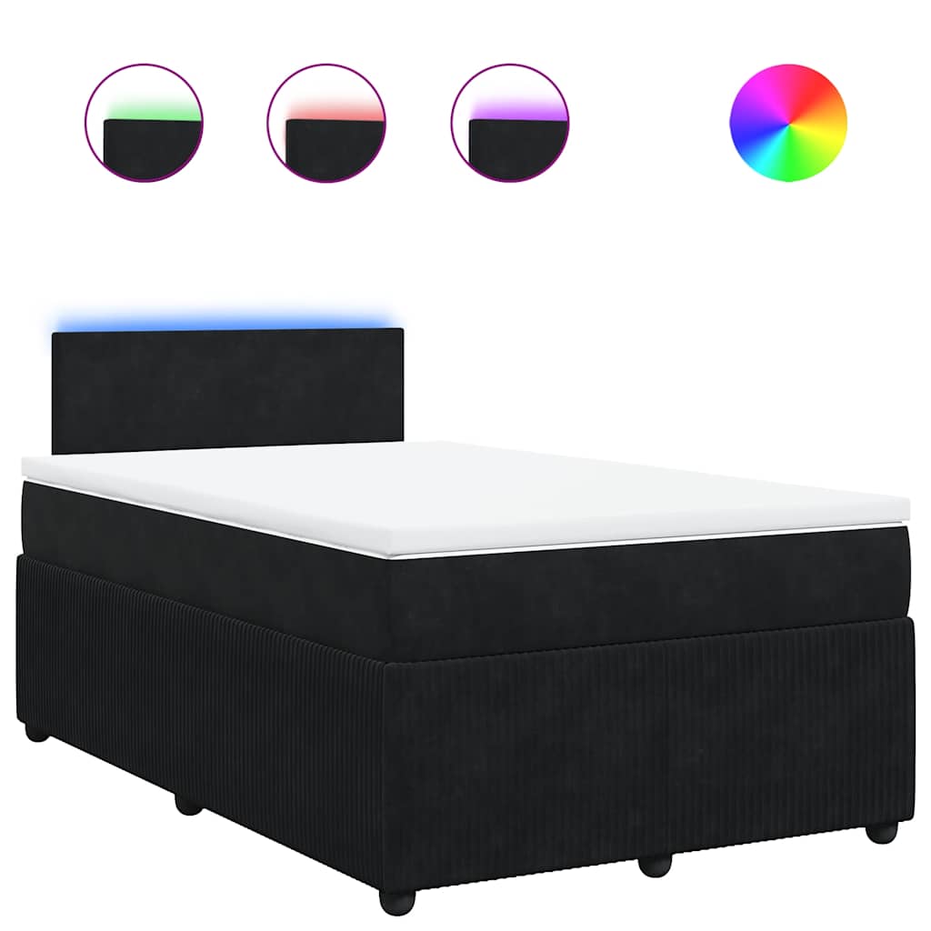 Κρεβάτι Boxspring με Στρώμα Μαύρο 120 x 200 εκ. Βελούδινο