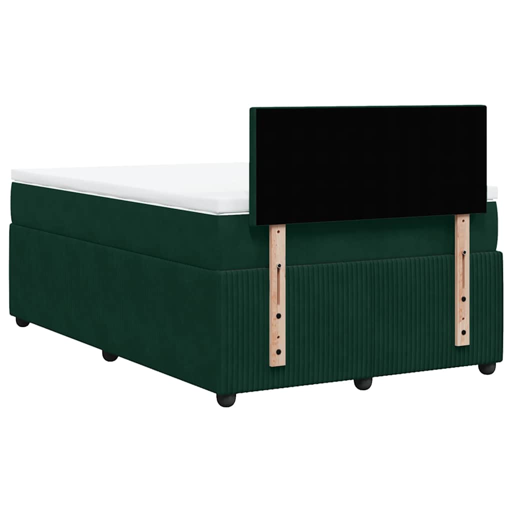 Κρεβάτι Boxspring με Στρώμα Σκούρο Πράσινο 120x200εκ. Βελούδινο - Pakobazaar