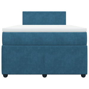 Κρεβάτι Boxspring με Στρώμα Μπλε 120x200 εκ. Βελούδινο - Pakobazaar