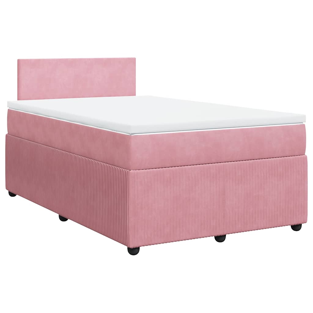 Κρεβάτι Boxspring με Στρώμα Ροζ 120x200 εκ. Βελούδινο - Pakobazaar