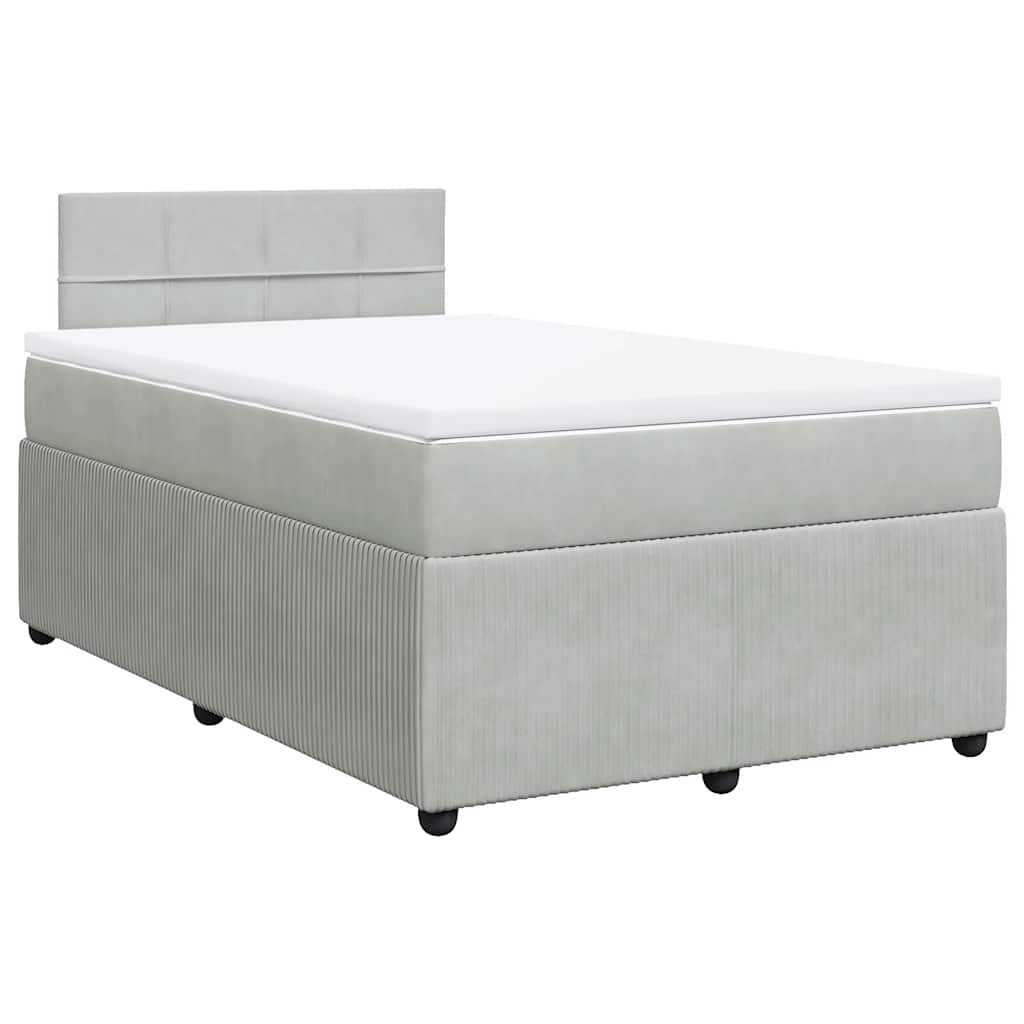 Κρεβάτι Boxspring με Στρώμα Ανοιχτό Γκρι 120x200 εκ. Βελούδινο - Pakobazaar