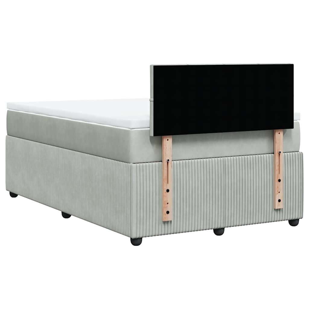Κρεβάτι Boxspring με Στρώμα Ανοιχτό Γκρι 120x200 εκ. Βελούδινο - Pakobazaar