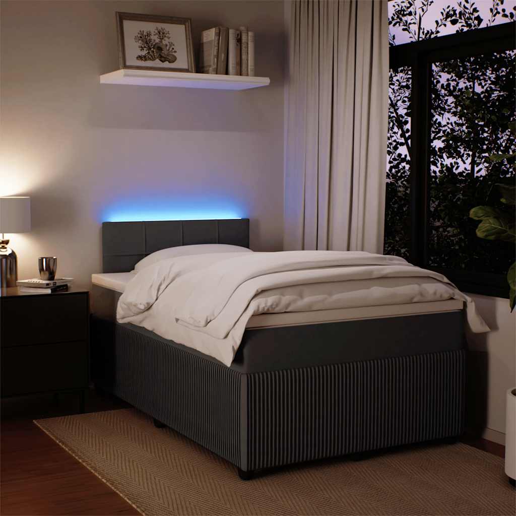 Κρεβάτι Boxspring με Στρώμα Σκούρο Γκρι 120x200 εκ. Βελούδινο - Pakobazaar