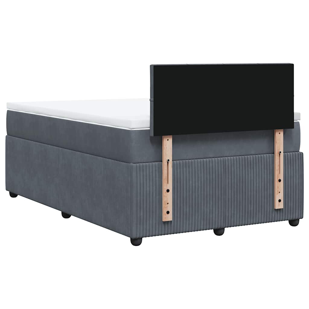 Κρεβάτι Boxspring με Στρώμα Σκούρο Γκρι 120x200 εκ. Βελούδινο - Pakobazaar
