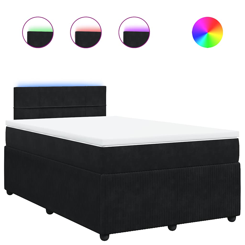 Κρεβάτι Boxspring με Στρώμα Μαύρο 120 x 200 εκ. Βελούδινο