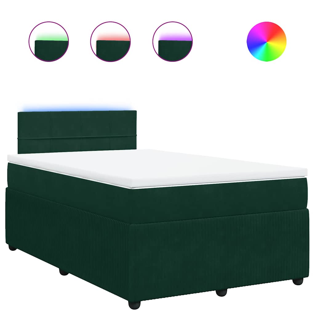 Κρεβάτι Boxspring με Στρώμα Σκούρο Πράσινο 120x200εκ. Βελούδινο - Pakobazaar