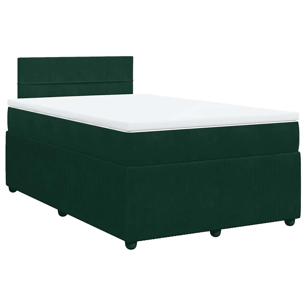 Κρεβάτι Boxspring με Στρώμα Σκούρο Πράσινο 120x200εκ. Βελούδινο - Pakobazaar