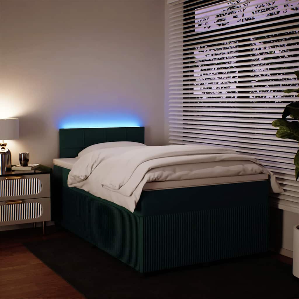 Κρεβάτι Boxspring με Στρώμα Σκούρο Πράσινο 120x200εκ. Βελούδινο - Pakobazaar