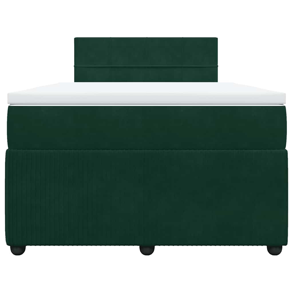 Κρεβάτι Boxspring με Στρώμα Σκούρο Πράσινο 120x200εκ. Βελούδινο - Pakobazaar