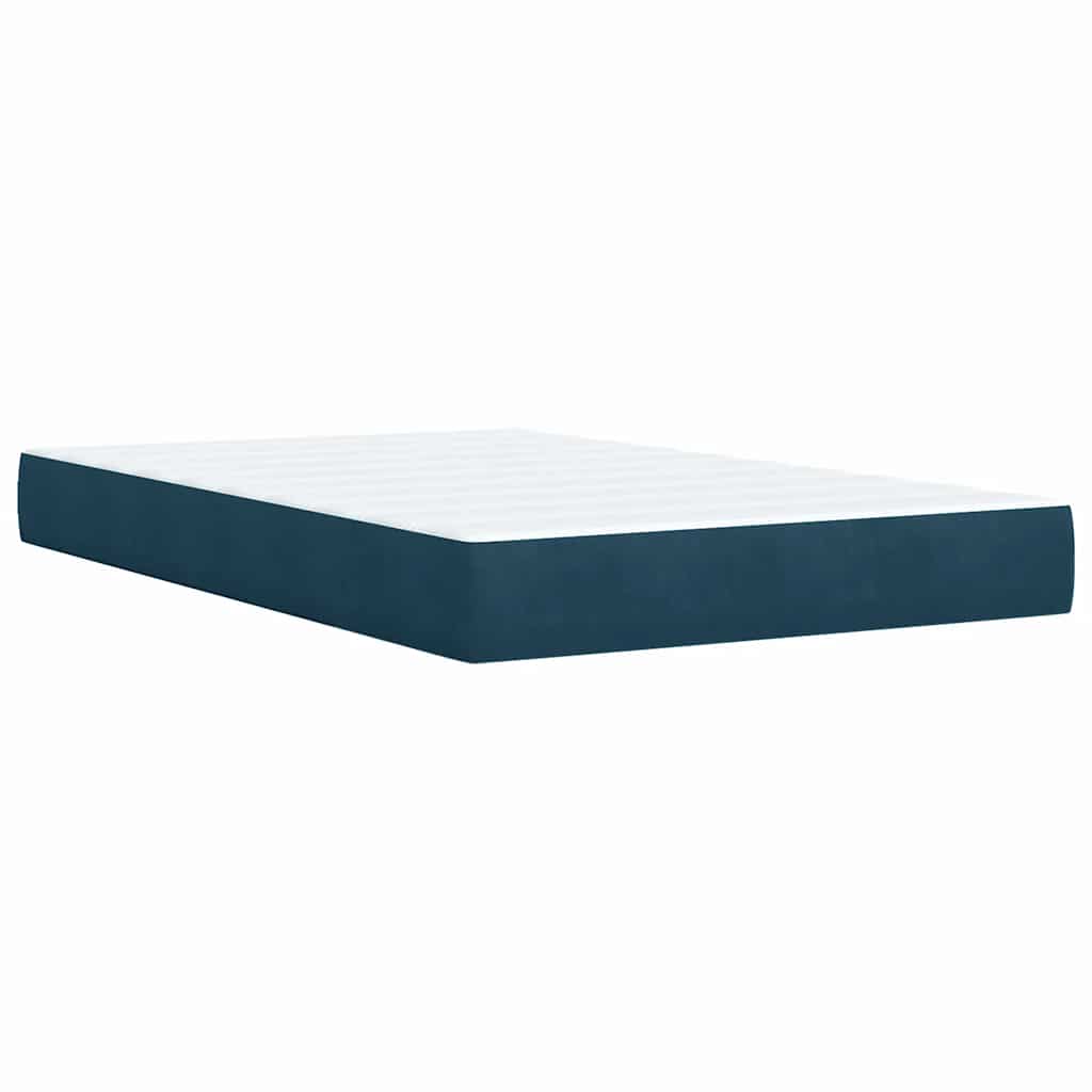 Κρεβάτι Boxspring με Στρώμα Μπλε 120x200 εκ. Βελούδινο - Pakobazaar