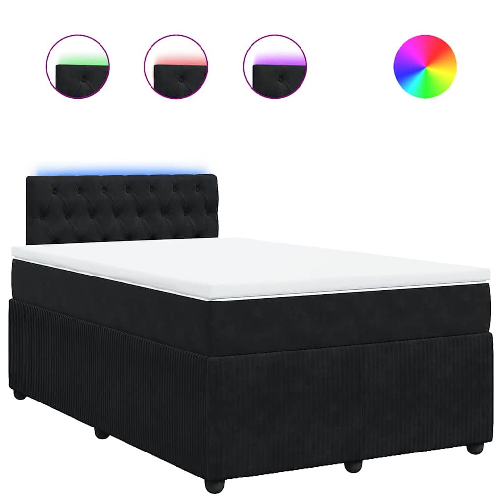 Κρεβάτι Boxspring με Στρώμα Μαύρο 120 x 200 εκ. Βελούδινο