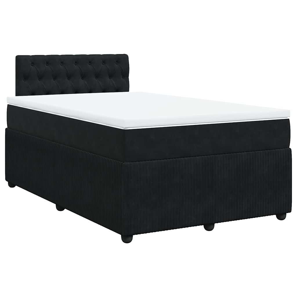 Κρεβάτι Boxspring με Στρώμα Μαύρο 120 x 200 εκ. Βελούδινο