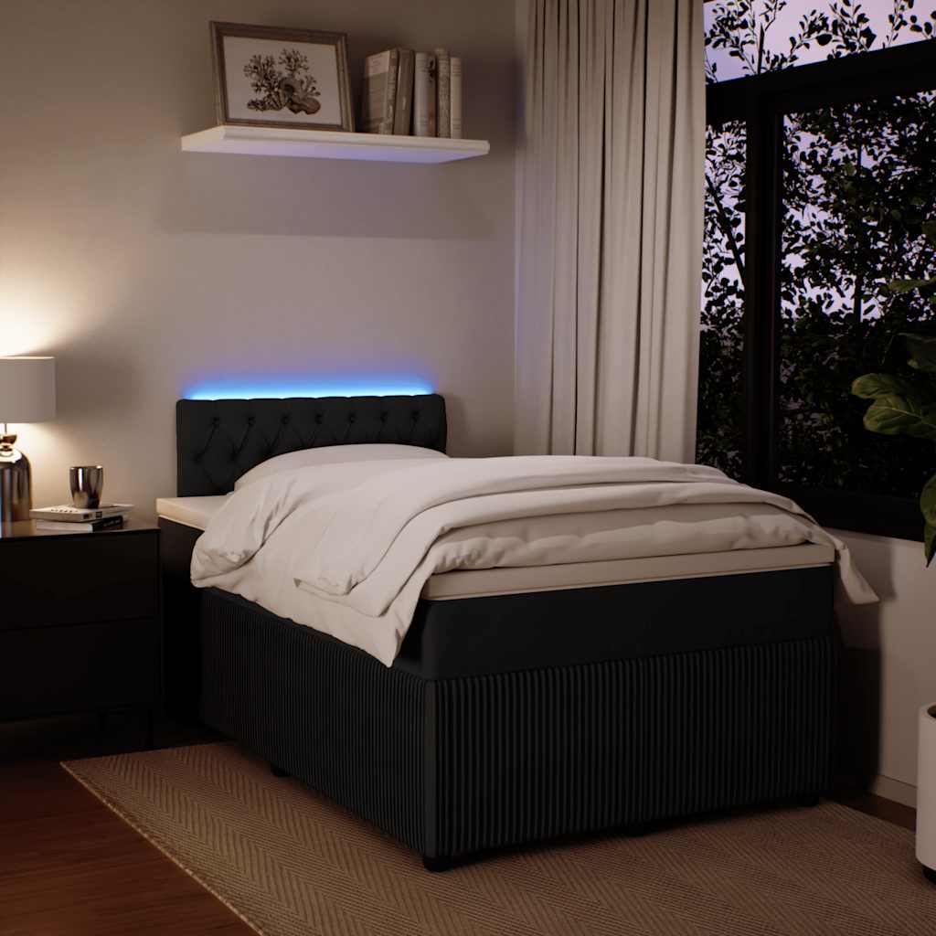 Κρεβάτι Boxspring με Στρώμα Μαύρο 120 x 200 εκ. Βελούδινο