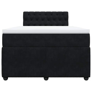 Κρεβάτι Boxspring με Στρώμα Μαύρο 120 x 200 εκ. Βελούδινο