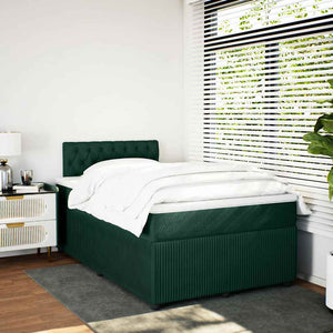 Κρεβάτι Boxspring με Στρώμα Σκούρο Πράσινο 120x200εκ. Βελούδινο - Pakobazaar