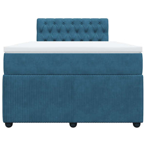 Κρεβάτι Boxspring με Στρώμα Μπλε 120x200 εκ. Βελούδινο - Pakobazaar