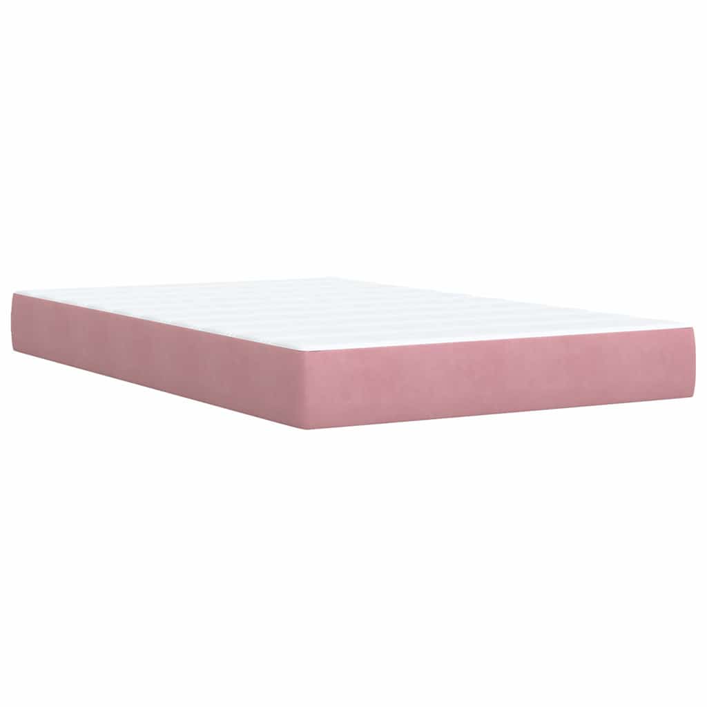 Κρεβάτι Boxspring με Στρώμα Ροζ 120x200 εκ. Βελούδινο - Pakobazaar