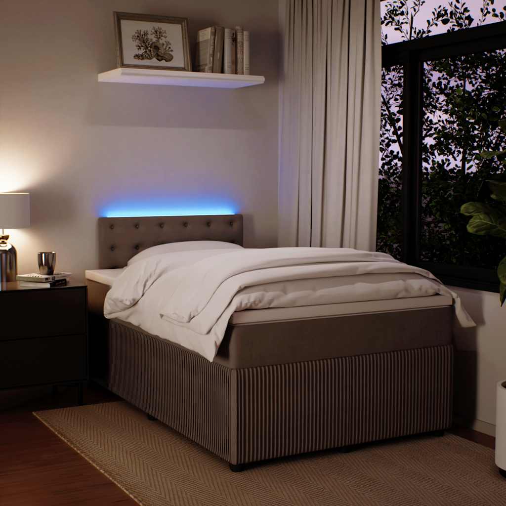 Κρεβάτι Boxspring με Στρώμα Ανοιχτό Γκρι 120x200 εκ. Βελούδινο - Pakobazaar