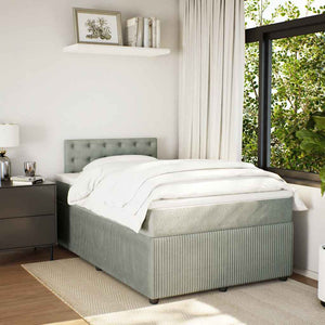Κρεβάτι Boxspring με Στρώμα Ανοιχτό Γκρι 120x200 εκ. Βελούδινο - Pakobazaar