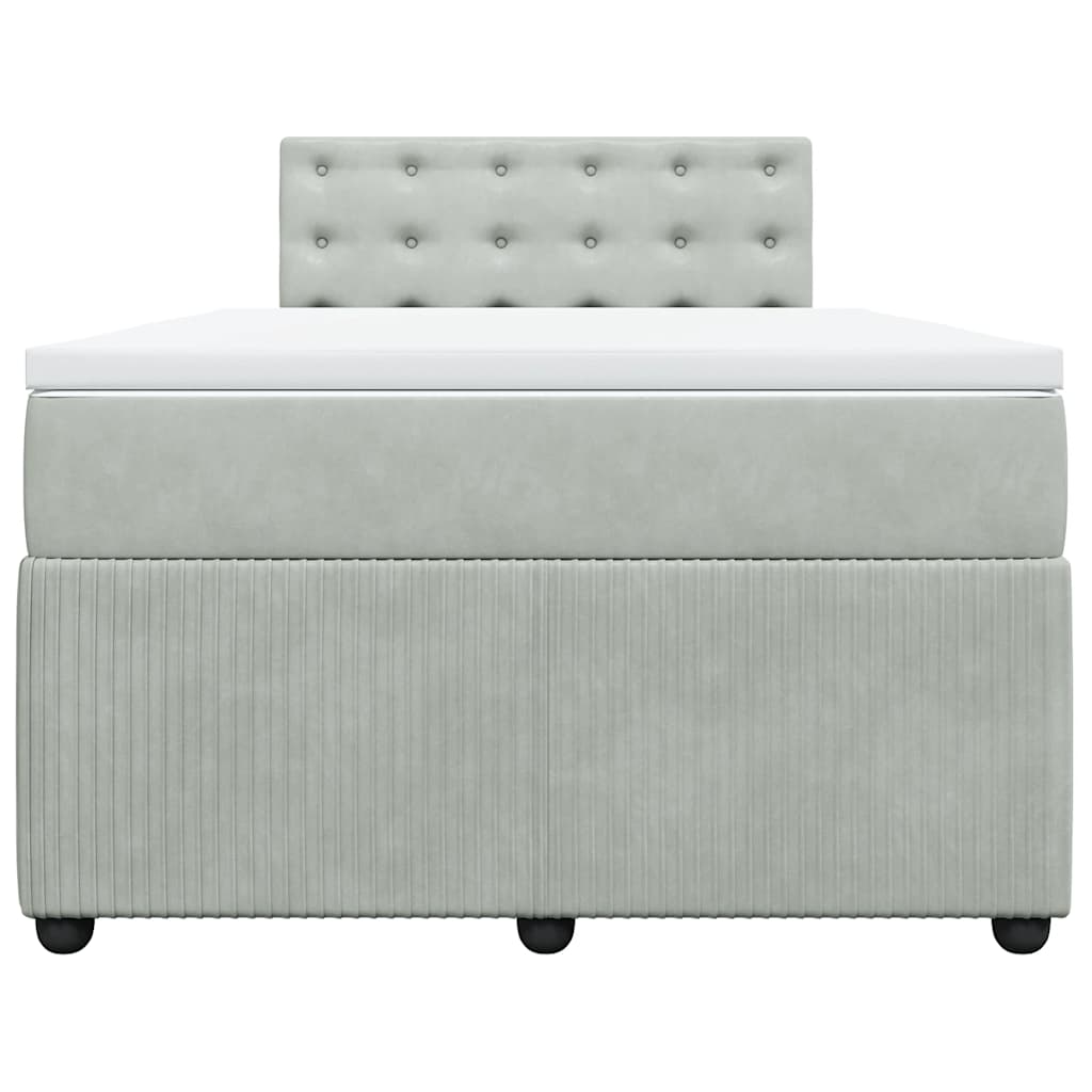 Κρεβάτι Boxspring με Στρώμα Ανοιχτό Γκρι 120x200 εκ. Βελούδινο - Pakobazaar