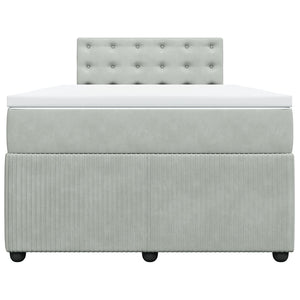 Κρεβάτι Boxspring με Στρώμα Ανοιχτό Γκρι 120x200 εκ. Βελούδινο - Pakobazaar