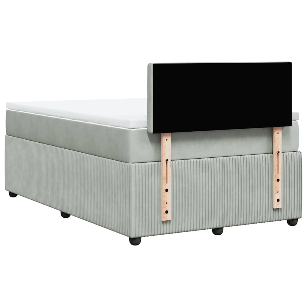 Κρεβάτι Boxspring με Στρώμα Ανοιχτό Γκρι 120x200 εκ. Βελούδινο - Pakobazaar